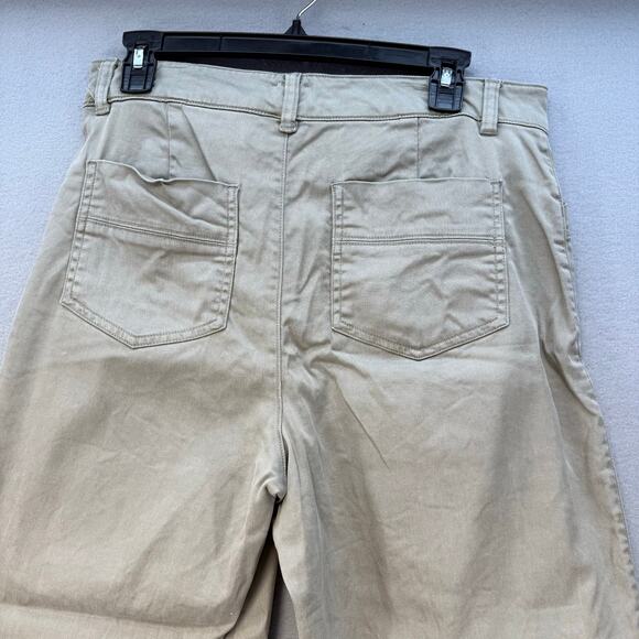 Joie Khaki Pant Womens 8 Tan Wide Leg Patch Pockets Business Casual Flat Front - Picture 4 of 13